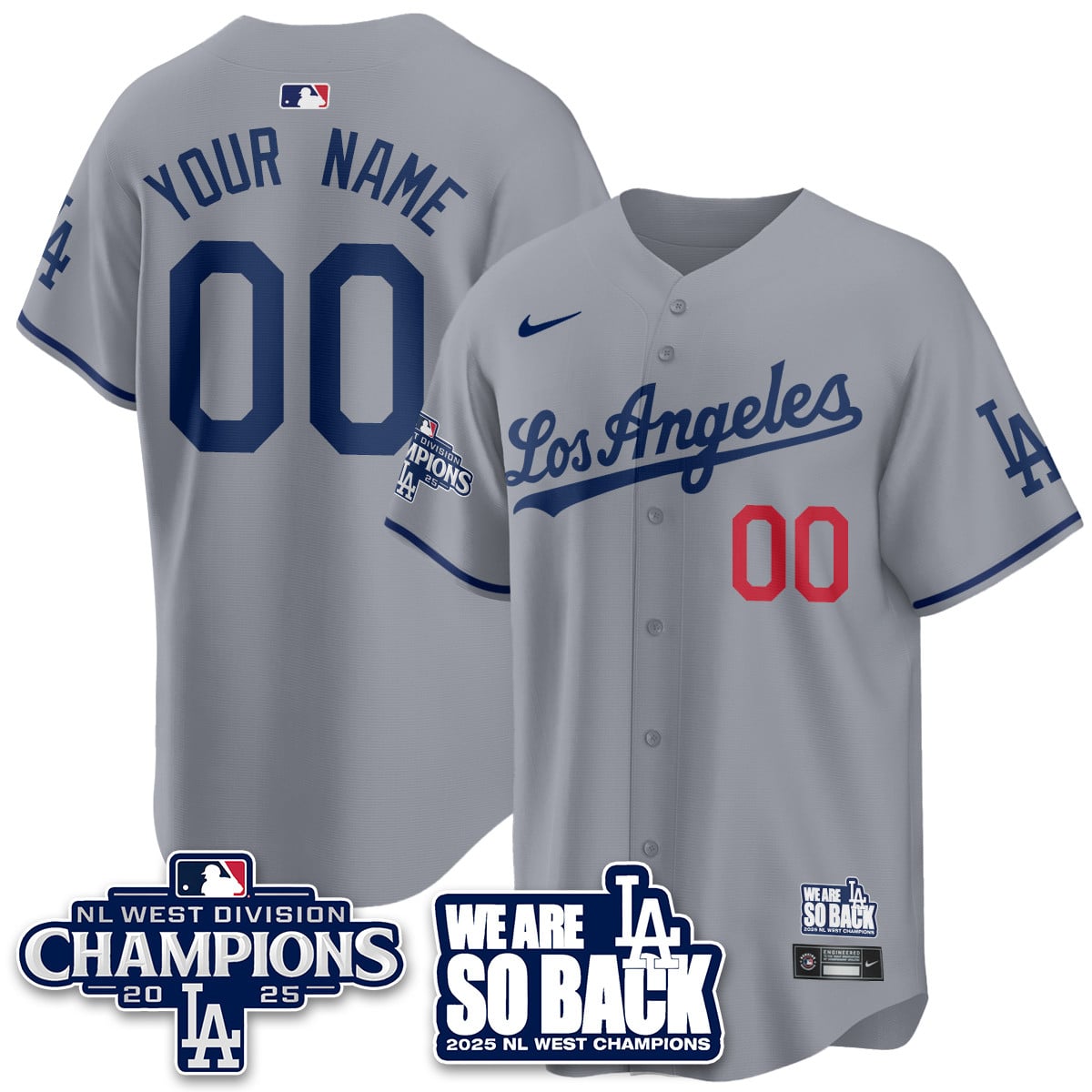 Los Angeles Dodgers 2025 NL West Division Champions Jersey - All Stitched