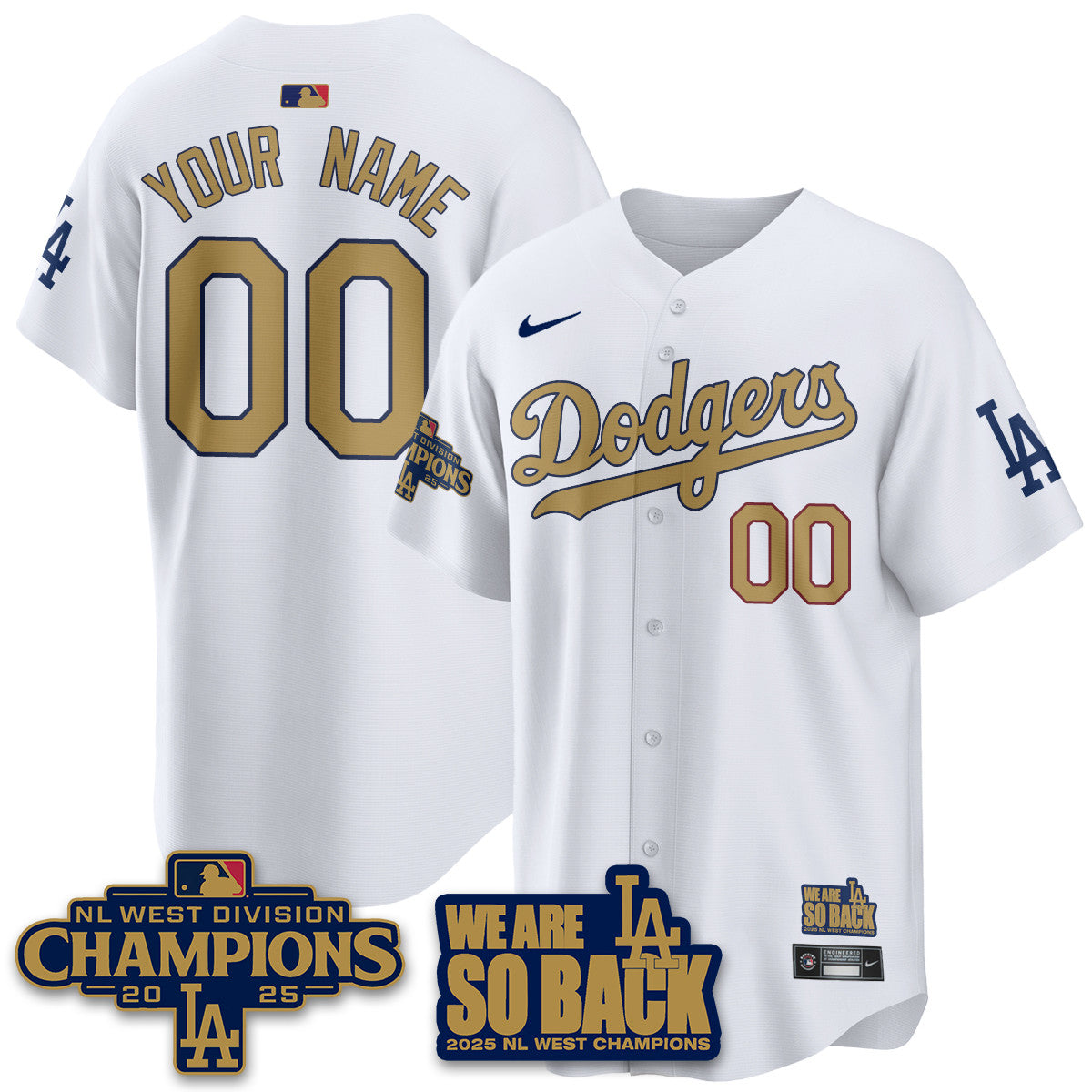 Los Angeles Dodgers 2025 NL West Division Champions Jersey - All Stitched