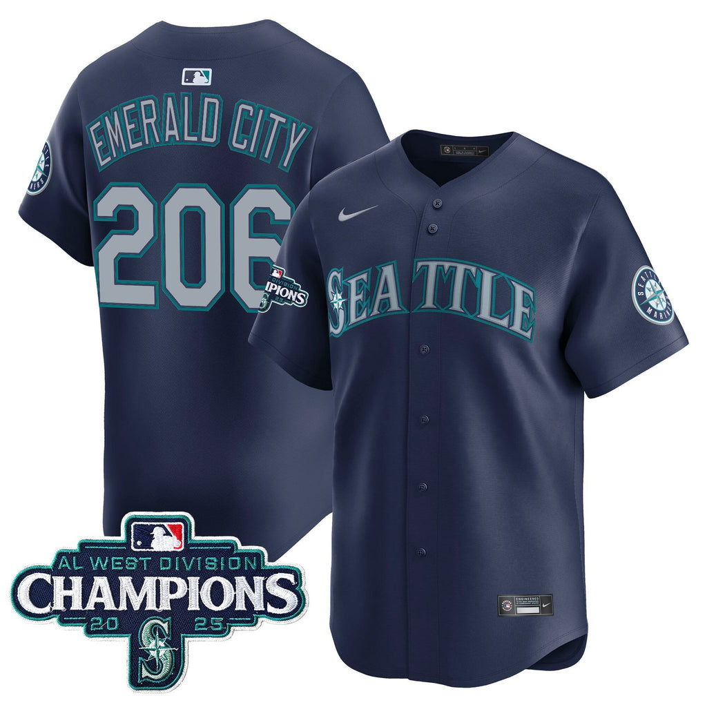 Men's Seattle Mariners 2025 AL West Division Champions Vapor Premier Jersey - All Stitched