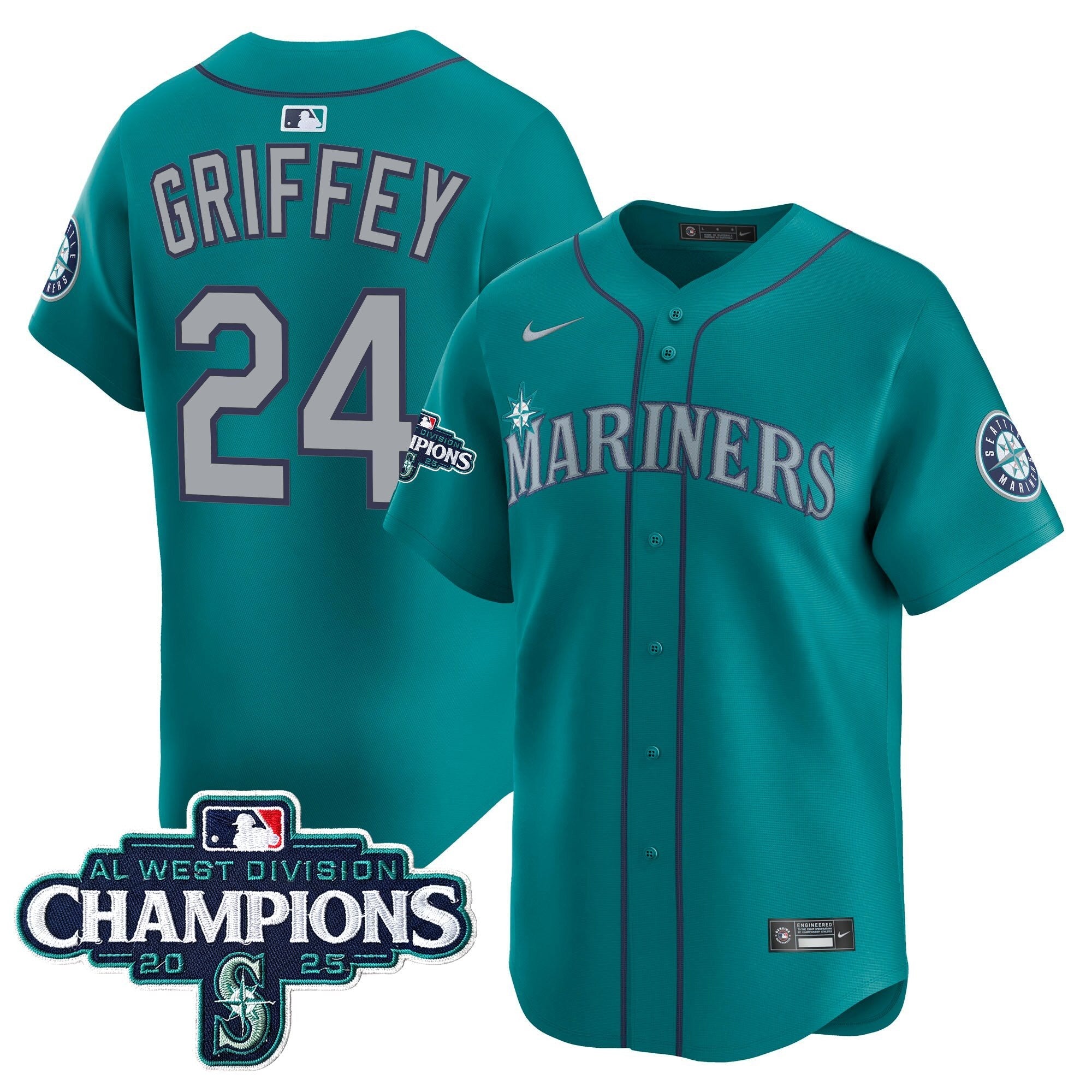Men's Seattle Mariners 2025 AL West Division Champions Vapor Premier Jersey - All Stitched