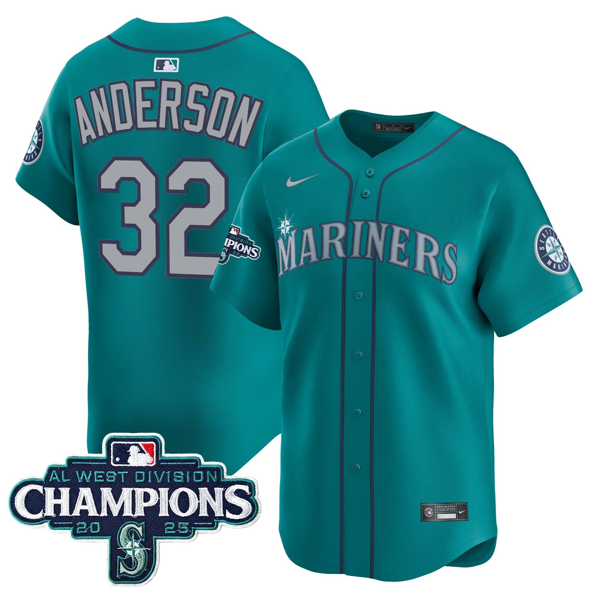 Men's Seattle Mariners 2025 AL West Division Champions Vapor Premier Jersey - All Stitched