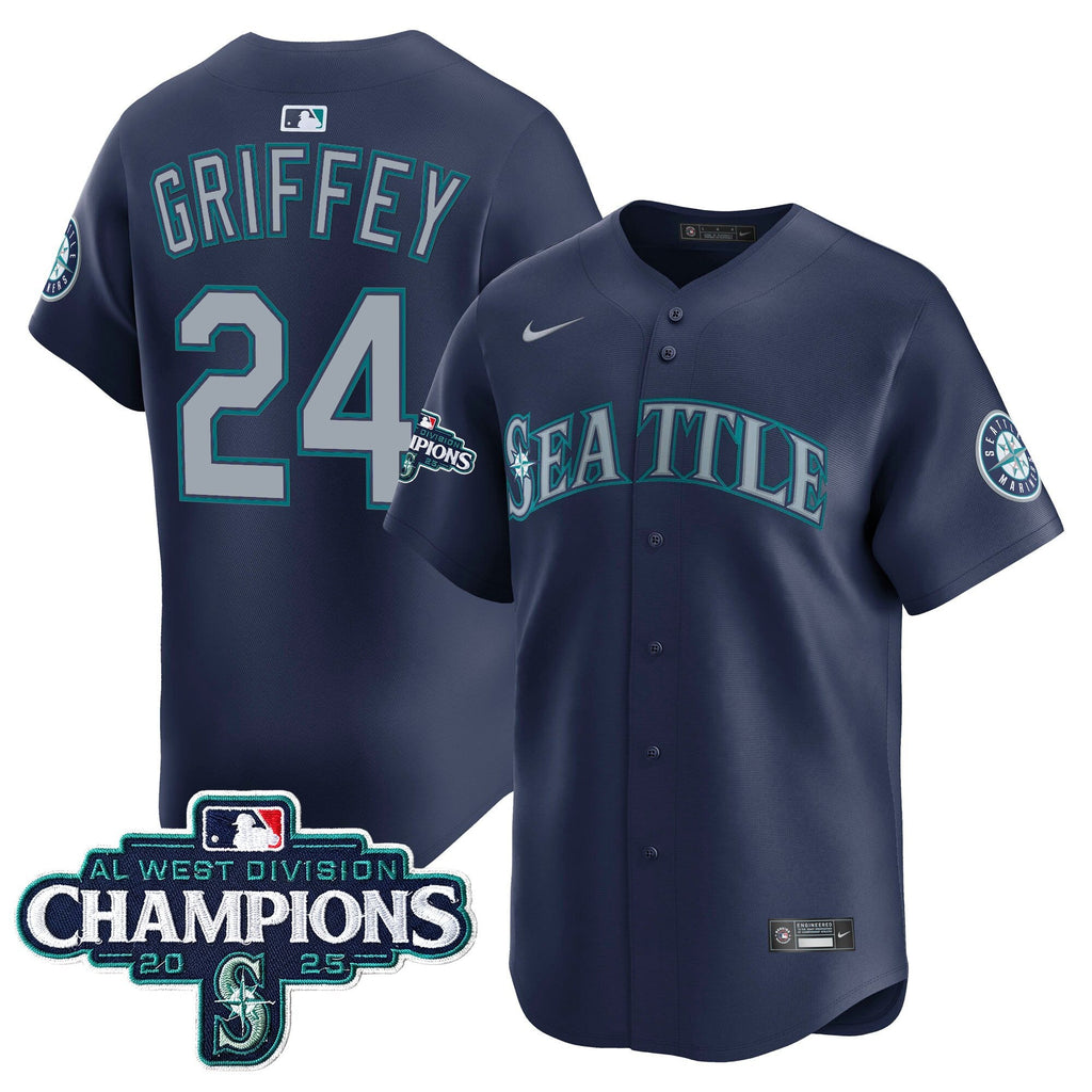 Men's Seattle Mariners 2025 AL West Division Champions Vapor Premier Jersey - All Stitched