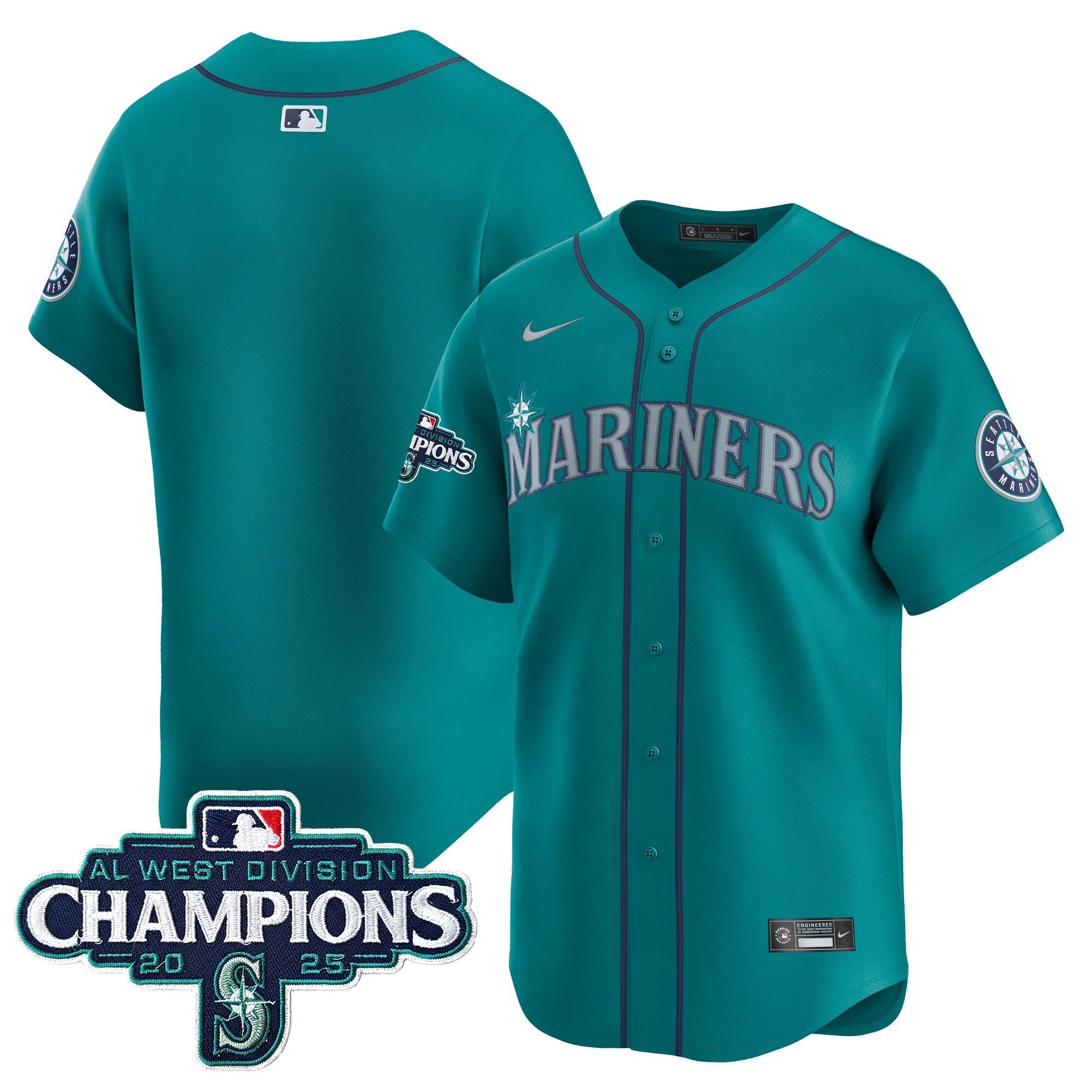 Men's Seattle Mariners 2025 AL West Division Champions Vapor Premier Jersey - All Stitched