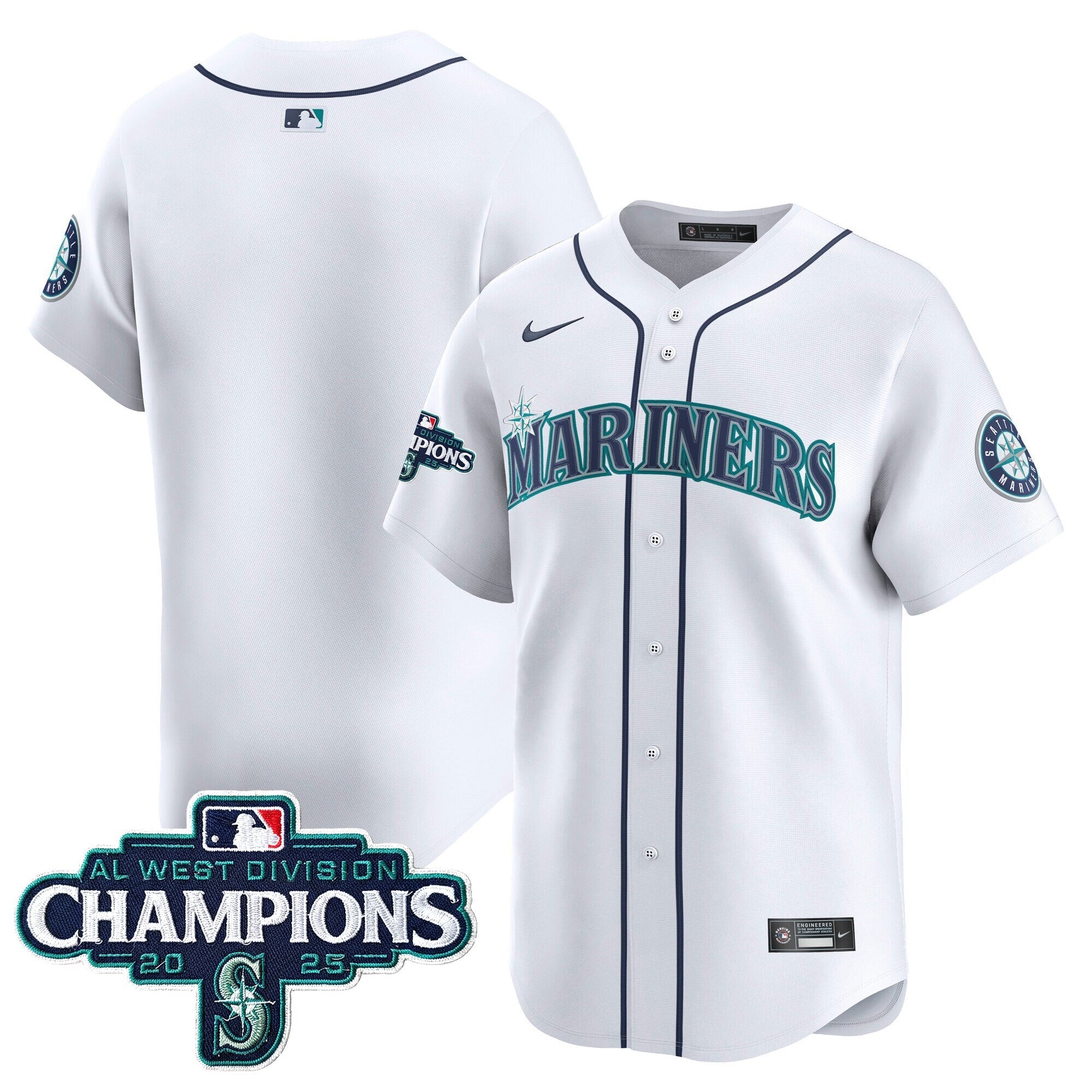 Men's Seattle Mariners 2025 AL West Division Champions Vapor Premier Jersey - All Stitched