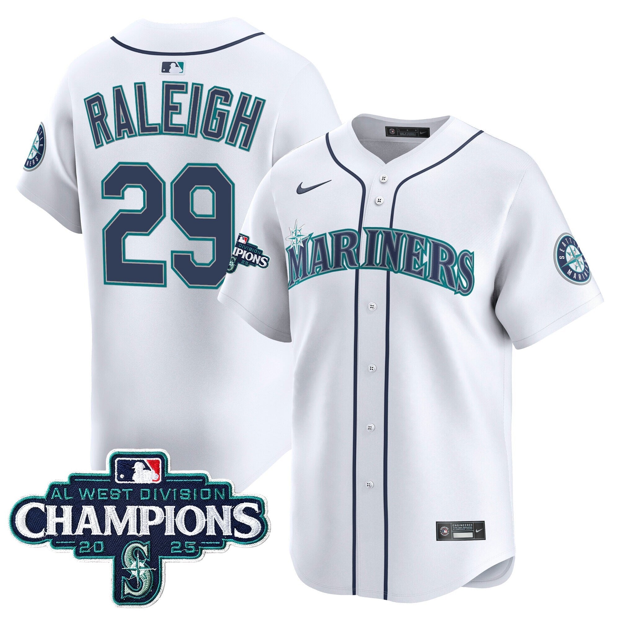 Men's Seattle Mariners 2025 AL West Division Champions Vapor Premier Jersey - All Stitched