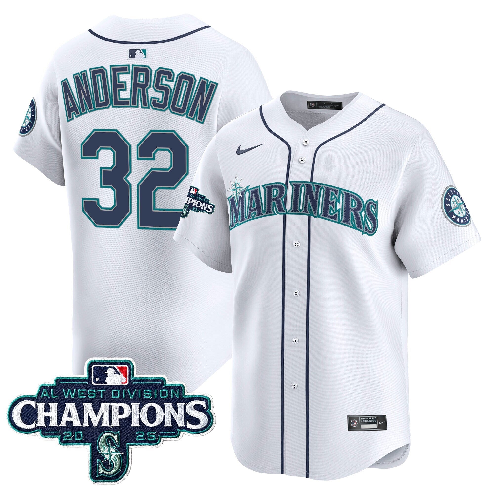 Men's Seattle Mariners 2025 AL West Division Champions Vapor Premier Jersey - All Stitched
