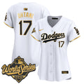 Women's Dodgers 2025 World Series Gold Trim Vapor Premier Limited Jersey - All Stitched
