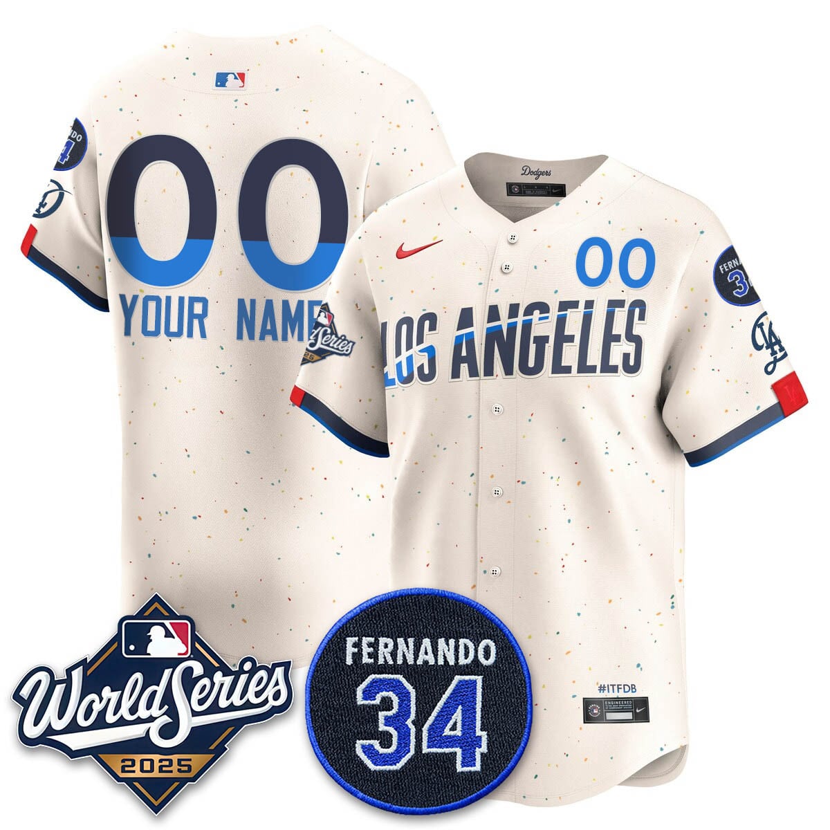 Los Angeles Dodgers 2025 National League Champions Jersey - All Stitched