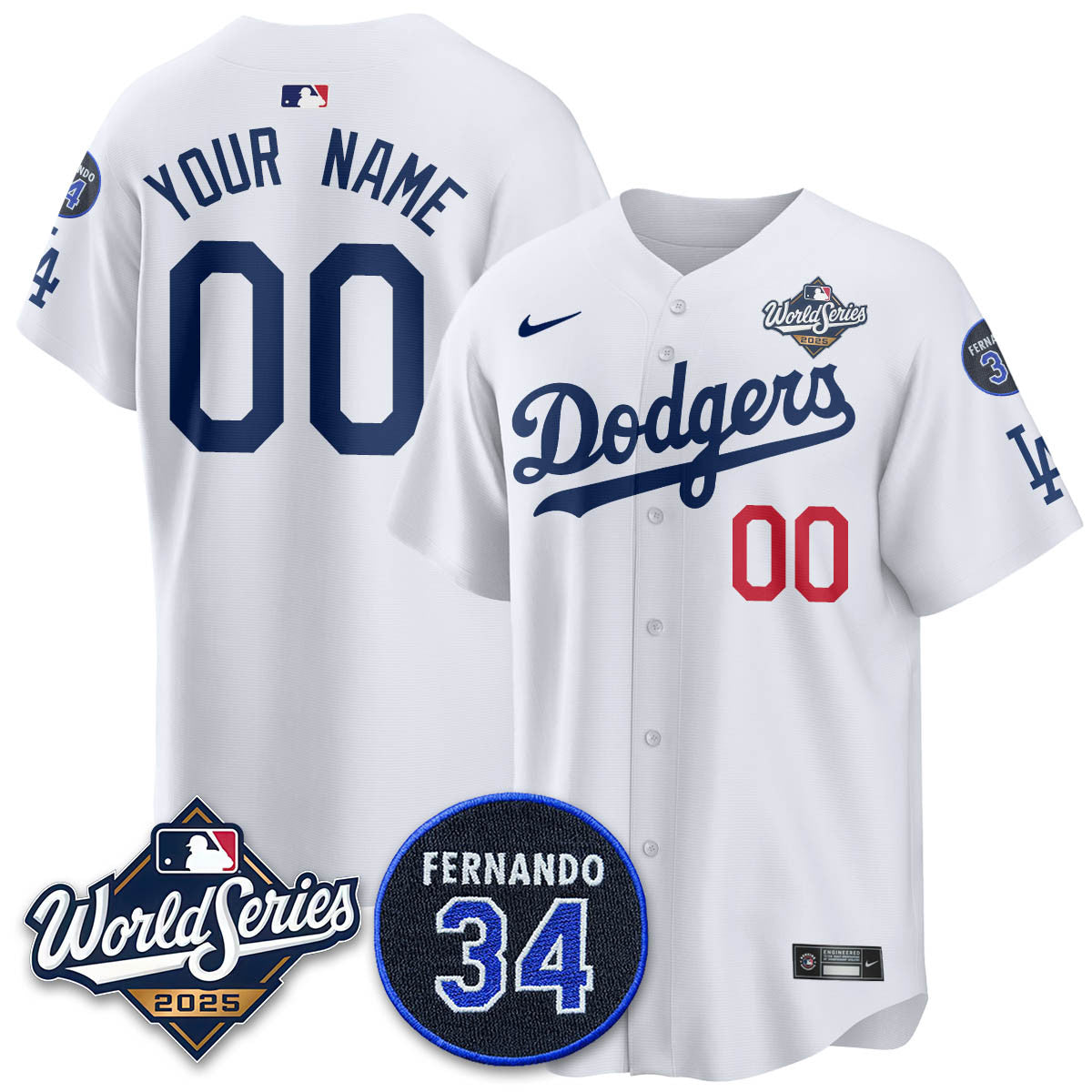 Los Angeles Dodgers 2025 National League Champions Jersey - All Stitched