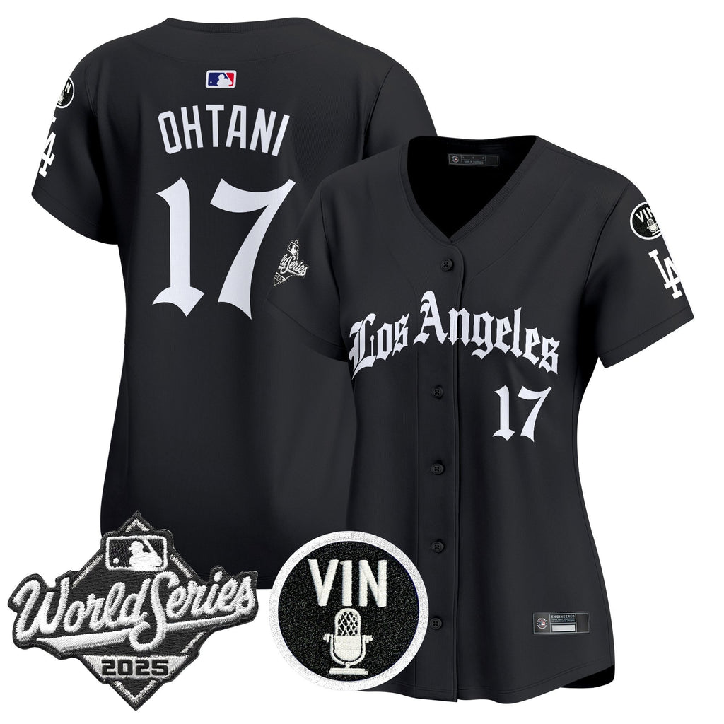 Women's Dodgers 2025 World Series Vapor Premier Limited Jersey - LA Gothic Edition - All Stitched