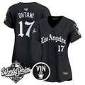 Women's Dodgers 2025 World Series Vapor Premier Limited Jersey - LA Gothic Edition - All Stitched