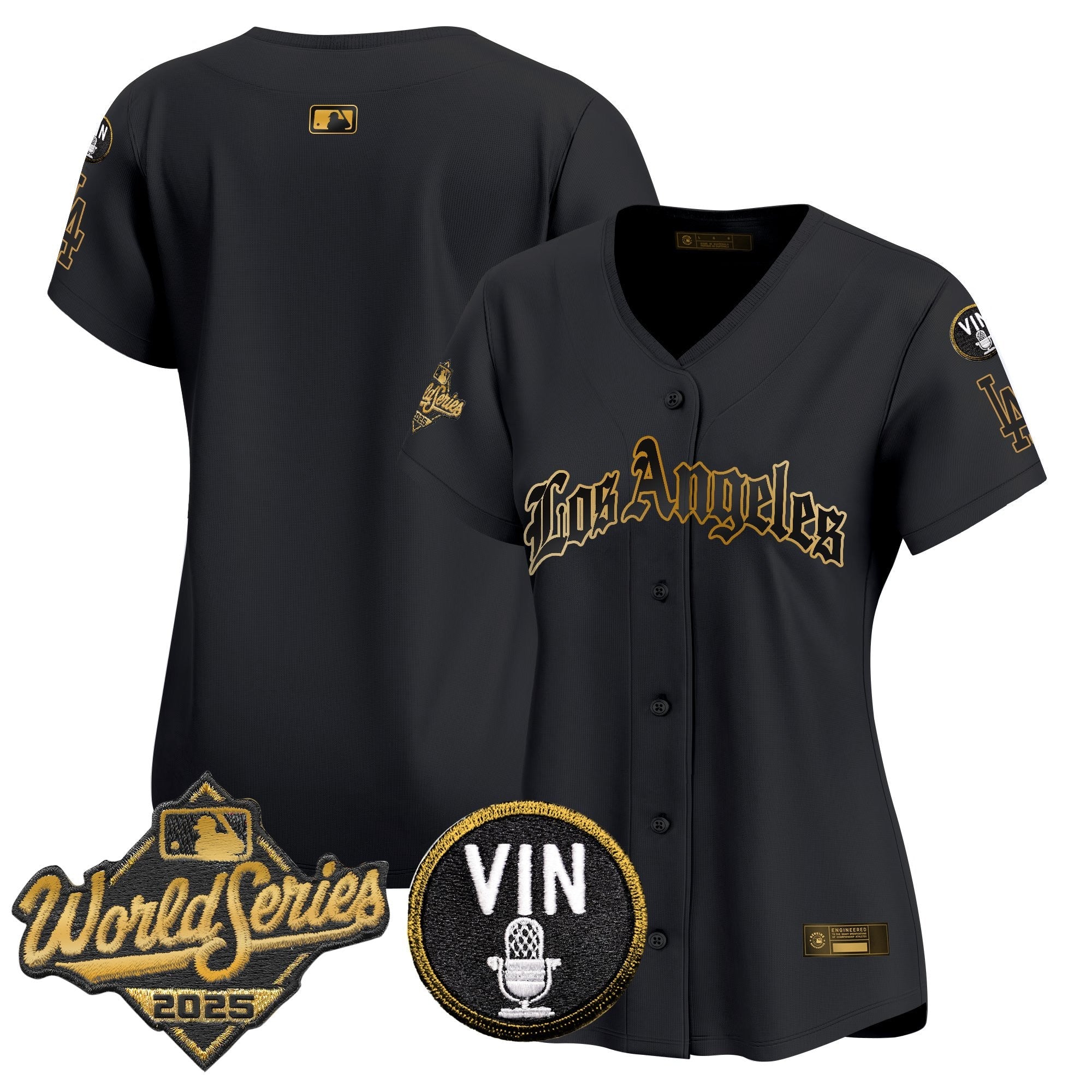 Women's Dodgers 2025 World Series Vapor Premier Limited Jersey - LA Gothic Edition - All Stitched