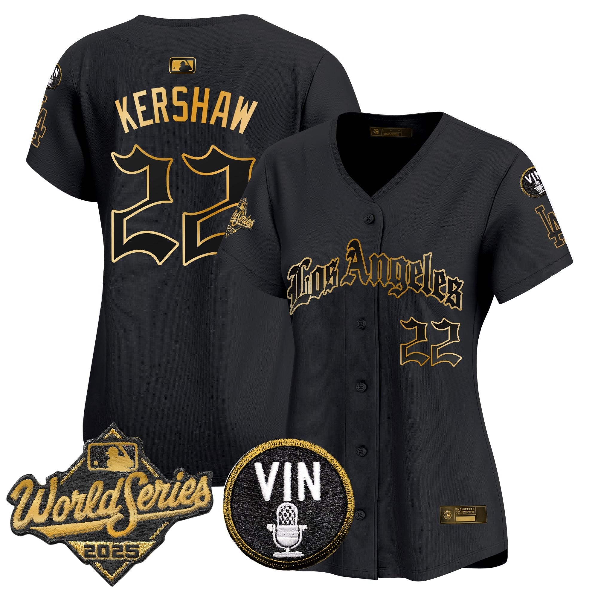 Women's Dodgers 2025 World Series Vapor Premier Limited Jersey - LA Gothic Edition - All Stitched