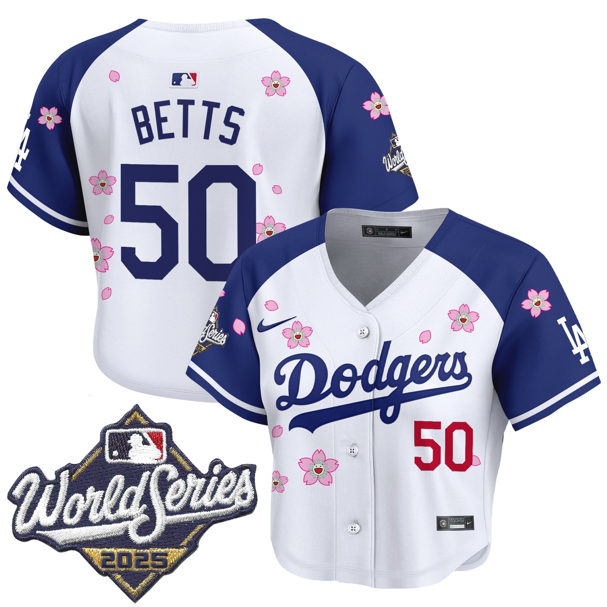 Women's Dodgers 2025 World Series x Tokyo Series Crop Top Baseball Jersey - All Stitched