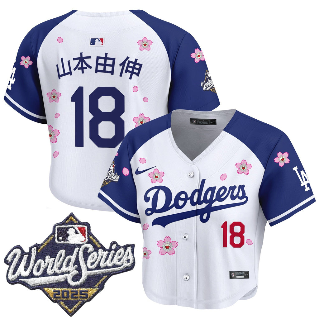 Women's Dodgers 2025 World Series x Tokyo Series Crop Top Baseball Jersey - All Stitched