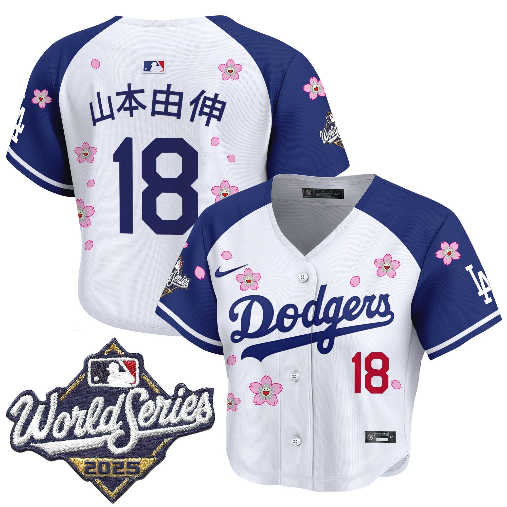 Women's Dodgers 2025 World Series x Tokyo Series Crop Top Baseball Jersey - All Stitched