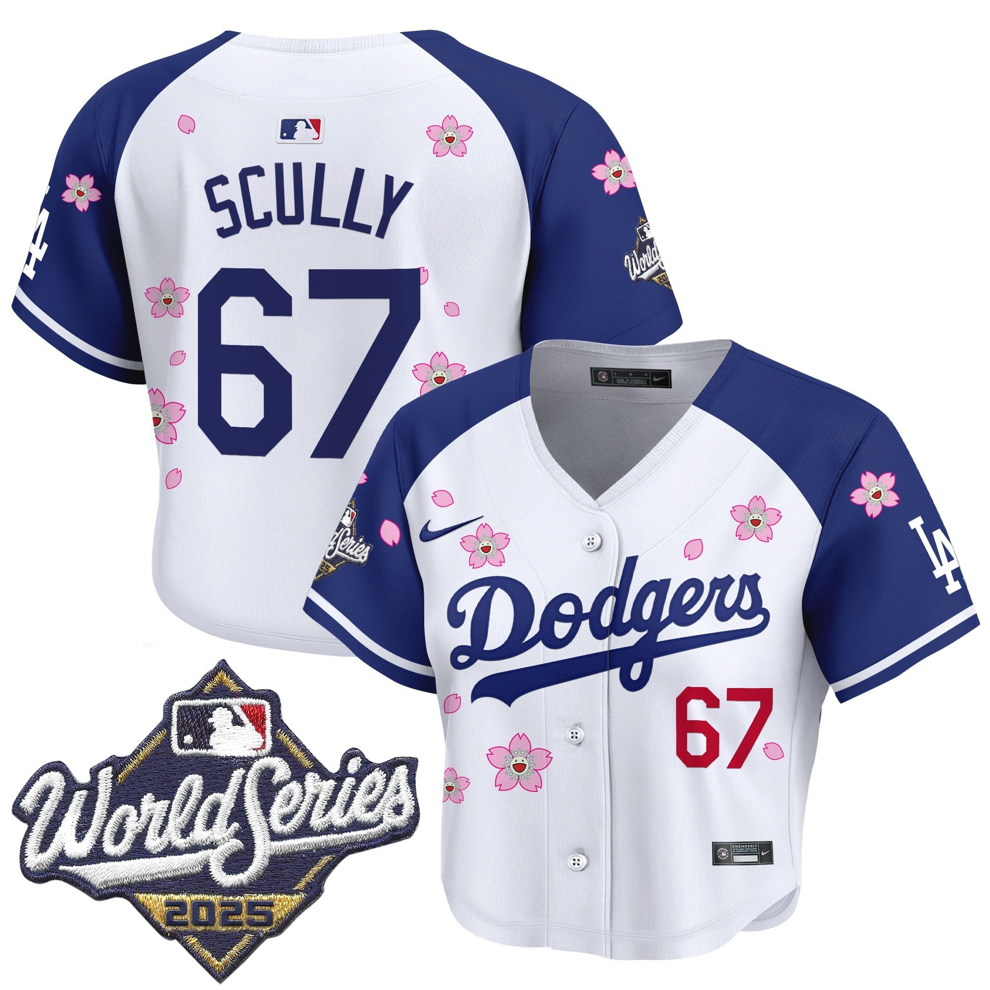 Women's Dodgers 2025 World Series x Tokyo Series Crop Top Baseball Jersey - All Stitched