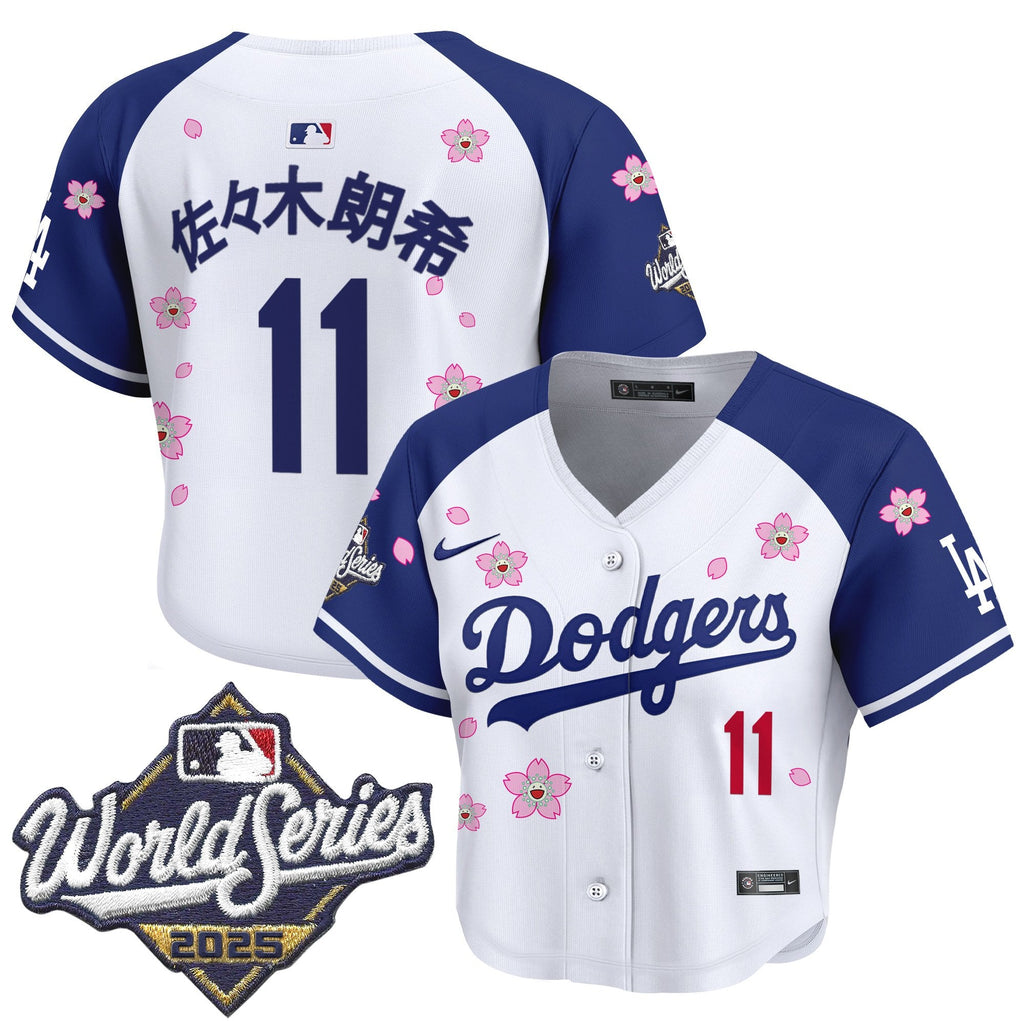 Women's Dodgers 2025 World Series x Tokyo Series Crop Top Baseball Jersey - All Stitched