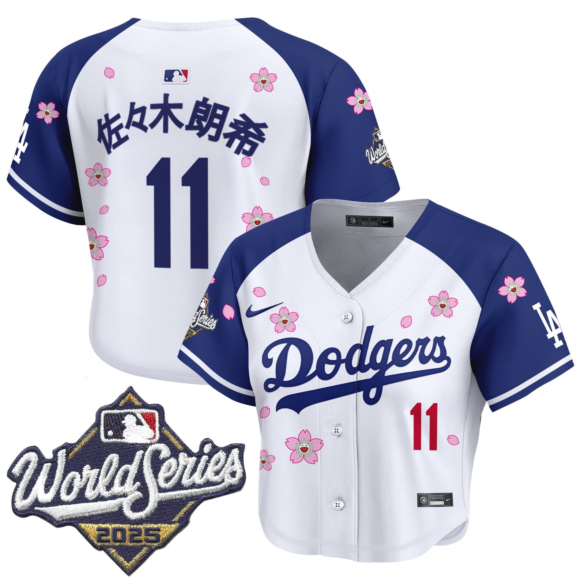 Women's Dodgers 2025 World Series x Tokyo Series Crop Top Baseball Jersey - All Stitched