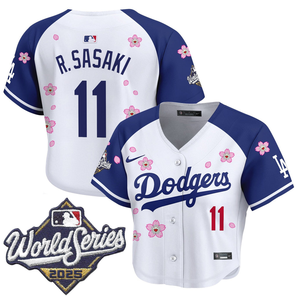 Women's Dodgers 2025 World Series x Tokyo Series Crop Top Baseball Jersey - All Stitched