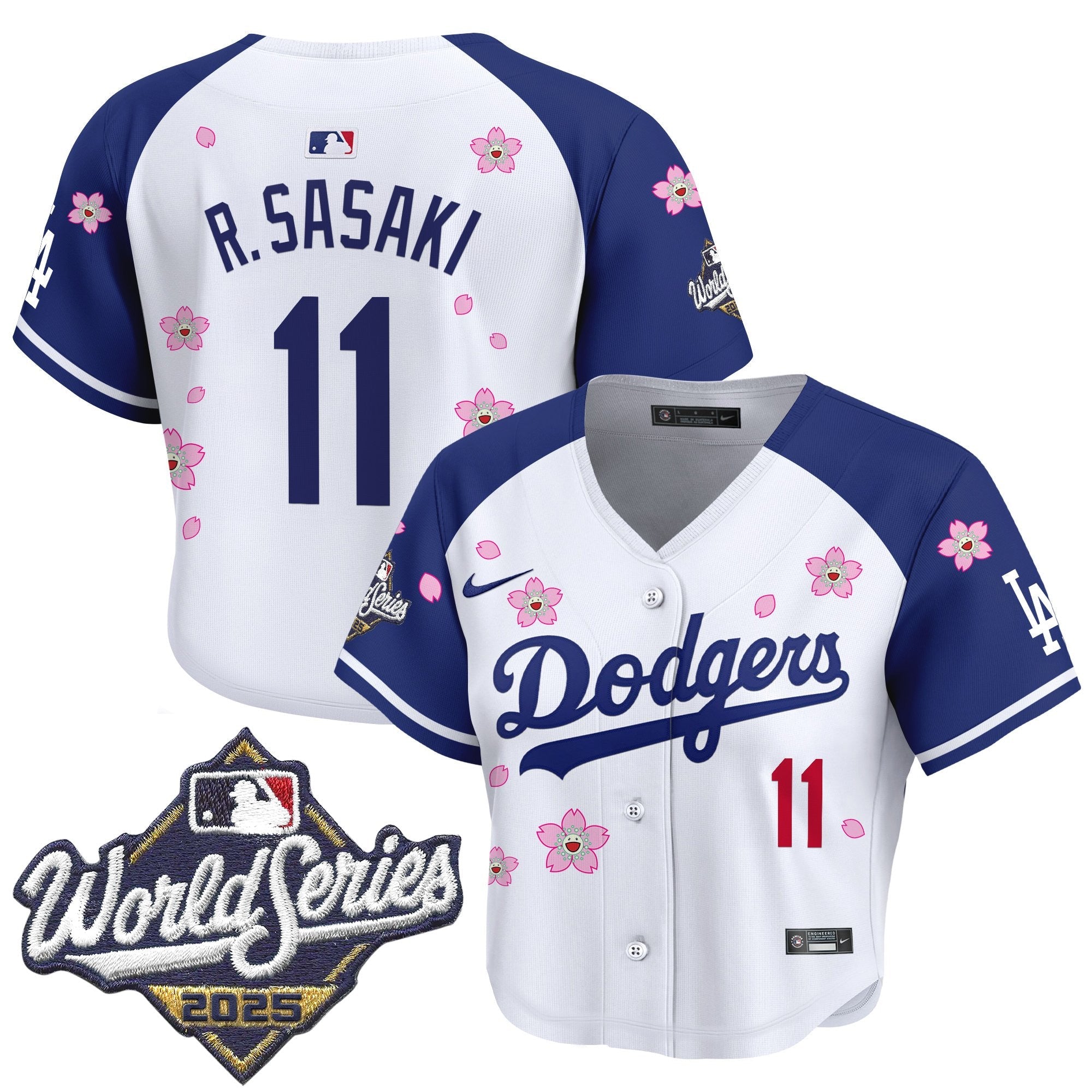 Women's Dodgers 2025 World Series x Tokyo Series Crop Top Baseball Jersey - All Stitched