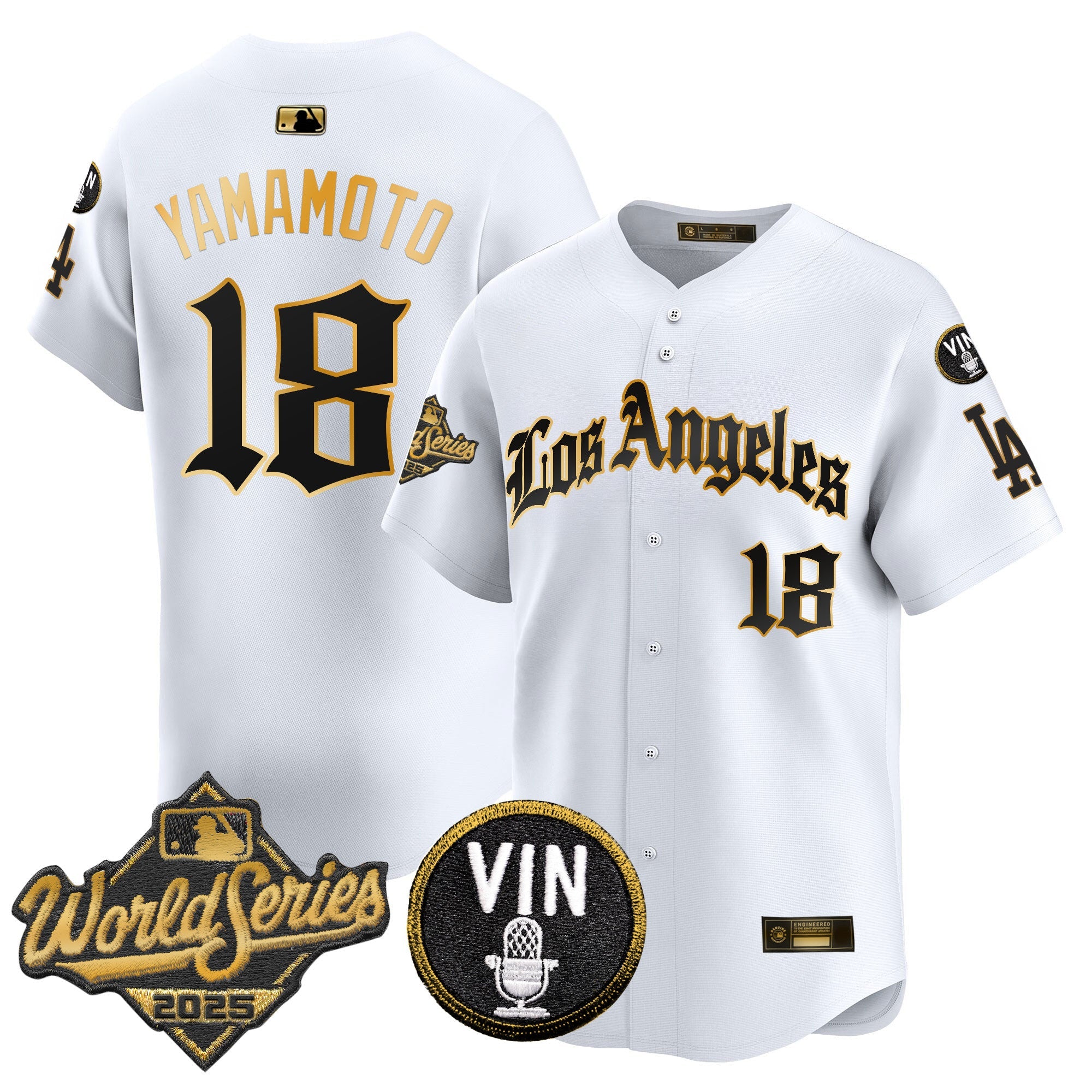 Men's Dodgers 2025 World Series Vapor Premier Limited Jersey - LA Gothic Edition - All Stitched