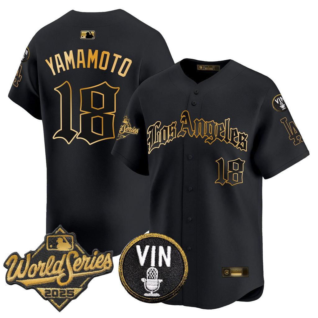 Men's Dodgers 2025 World Series Vapor Premier Limited Jersey - LA Gothic Edition - All Stitched