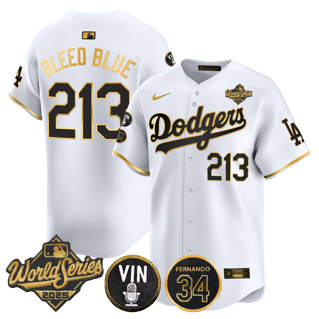 Men's Dodgers 2025 World Series Vapor Premier Limited Jersey - Vin Scully & Fernando Patch - All Stitched