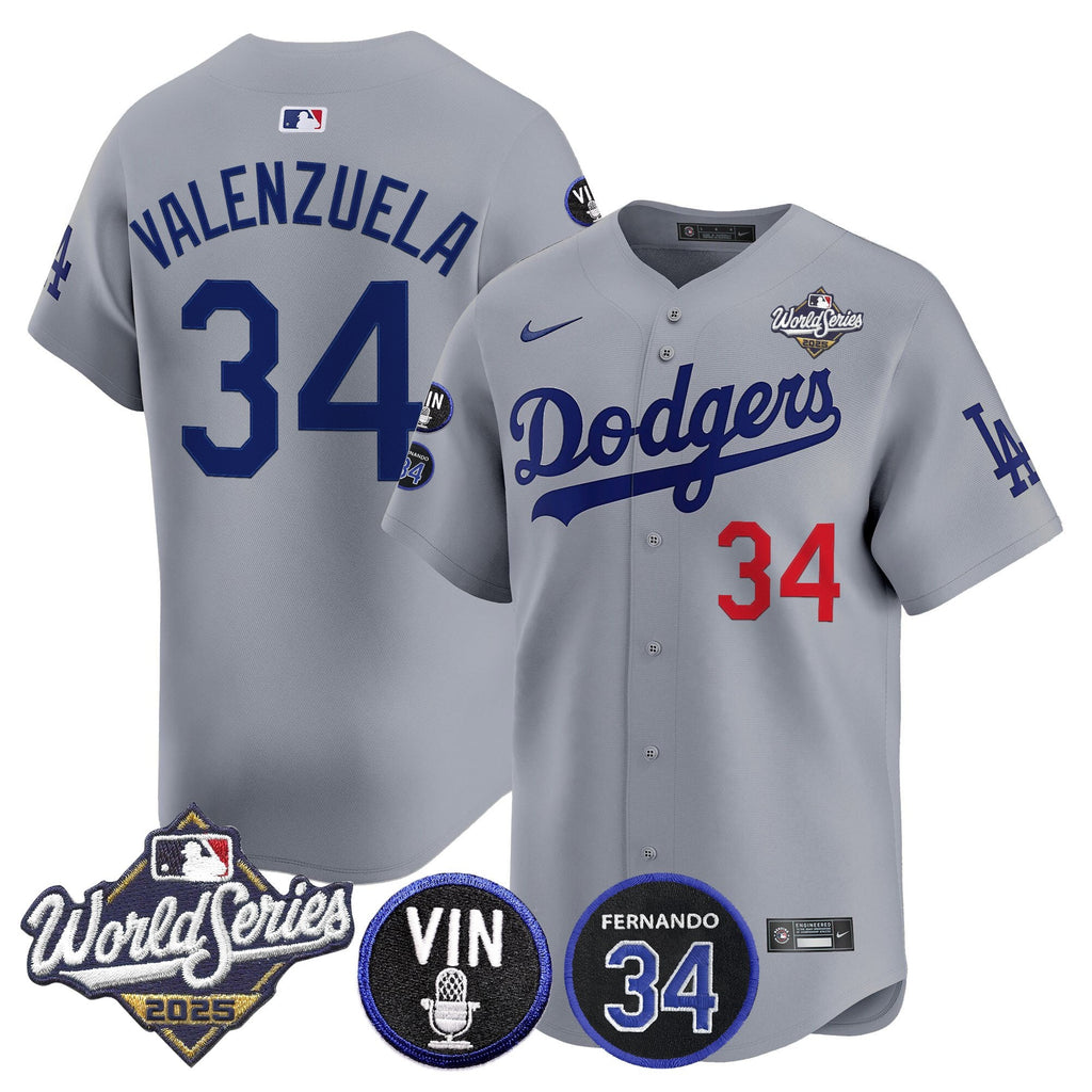 Men's Dodgers 2025 World Series Vapor Premier Limited Jersey - Vin Scully & Fernando Patch - All Stitched