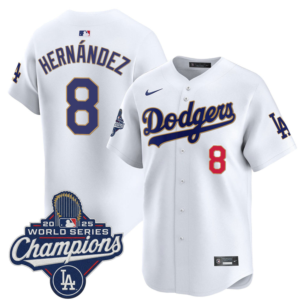 Men's Dodgers 2025 World Series Champions Patch Gold Trim Vapor Premier Limited Jersey - All Stitched