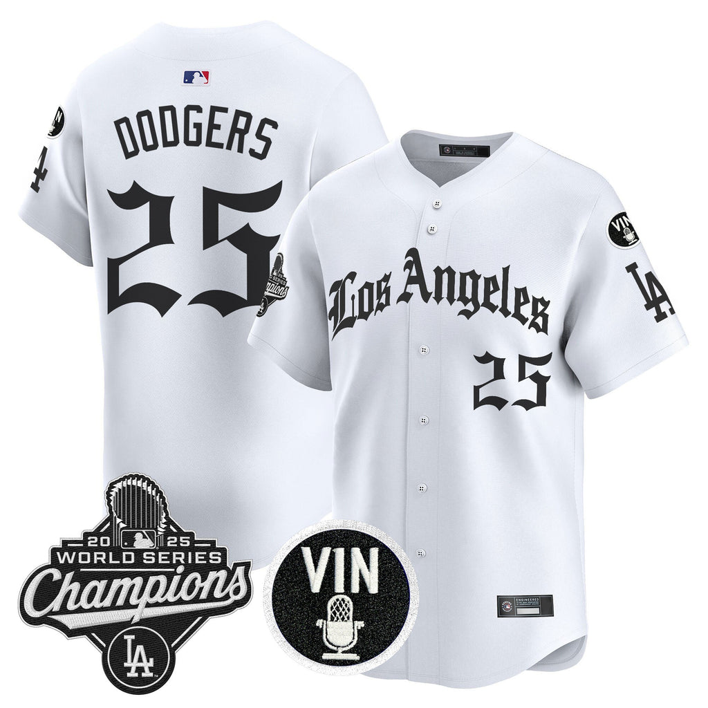 Men's Dodgers 2025 World Series Champions Vapor Premier Limited Jersey - LA Gothic Edition - All Stitched