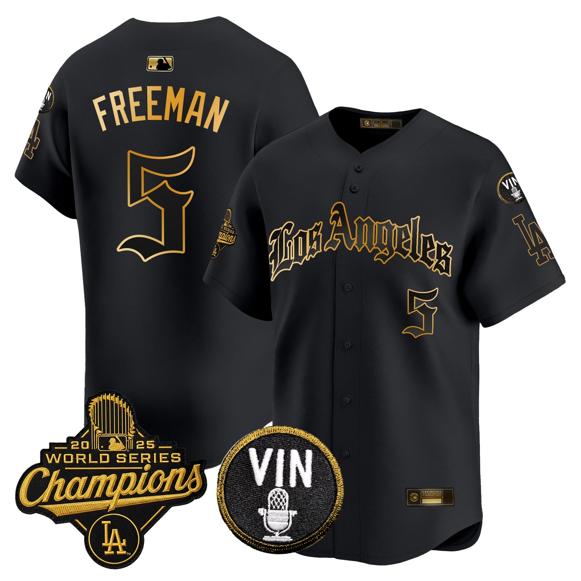 Men's Dodgers 2025 World Series Champions Vapor Premier Limited Jersey - LA Gothic Edition - All Stitched