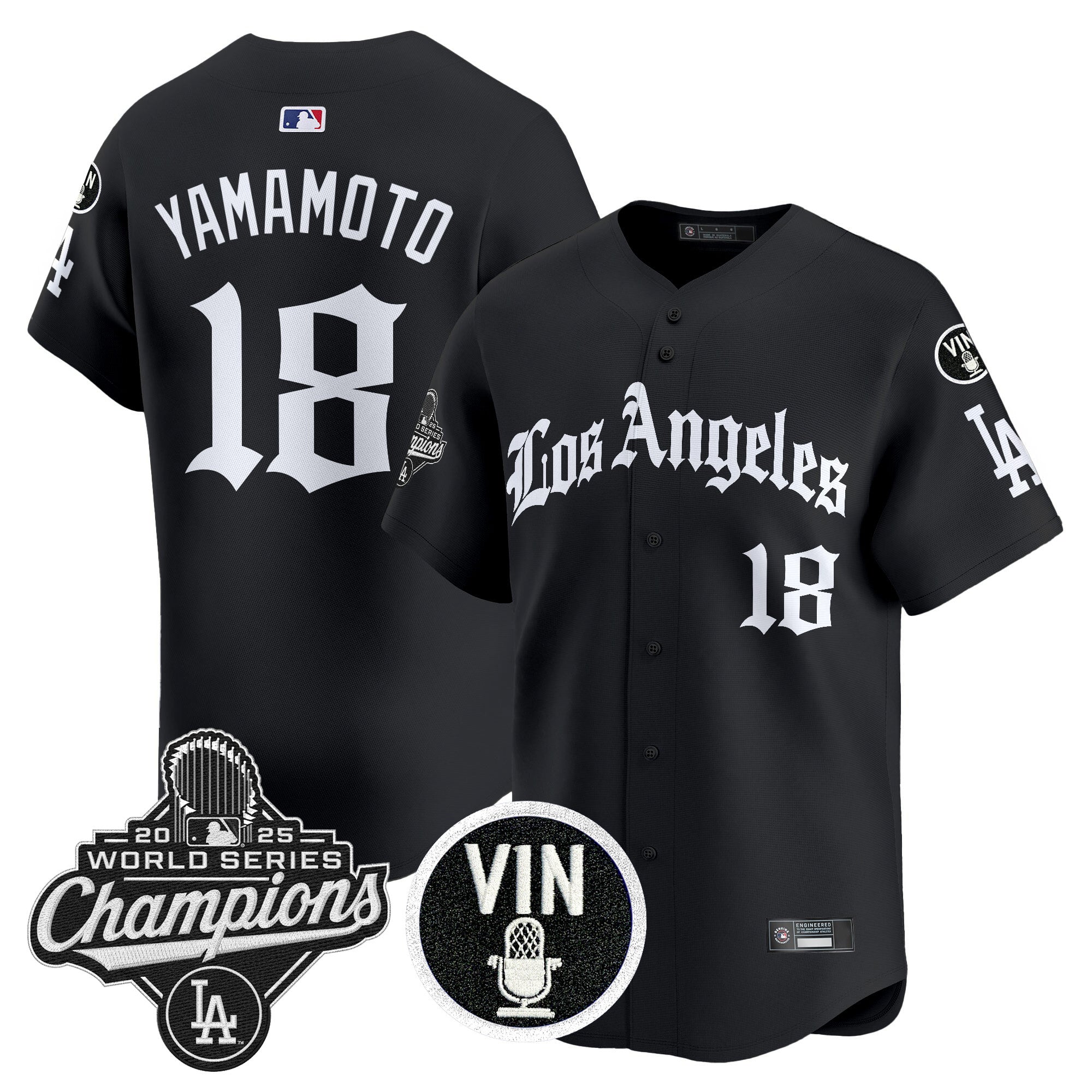 Men's Dodgers 2025 World Series Champions Vapor Premier Limited Jersey - LA Gothic Edition - All Stitched