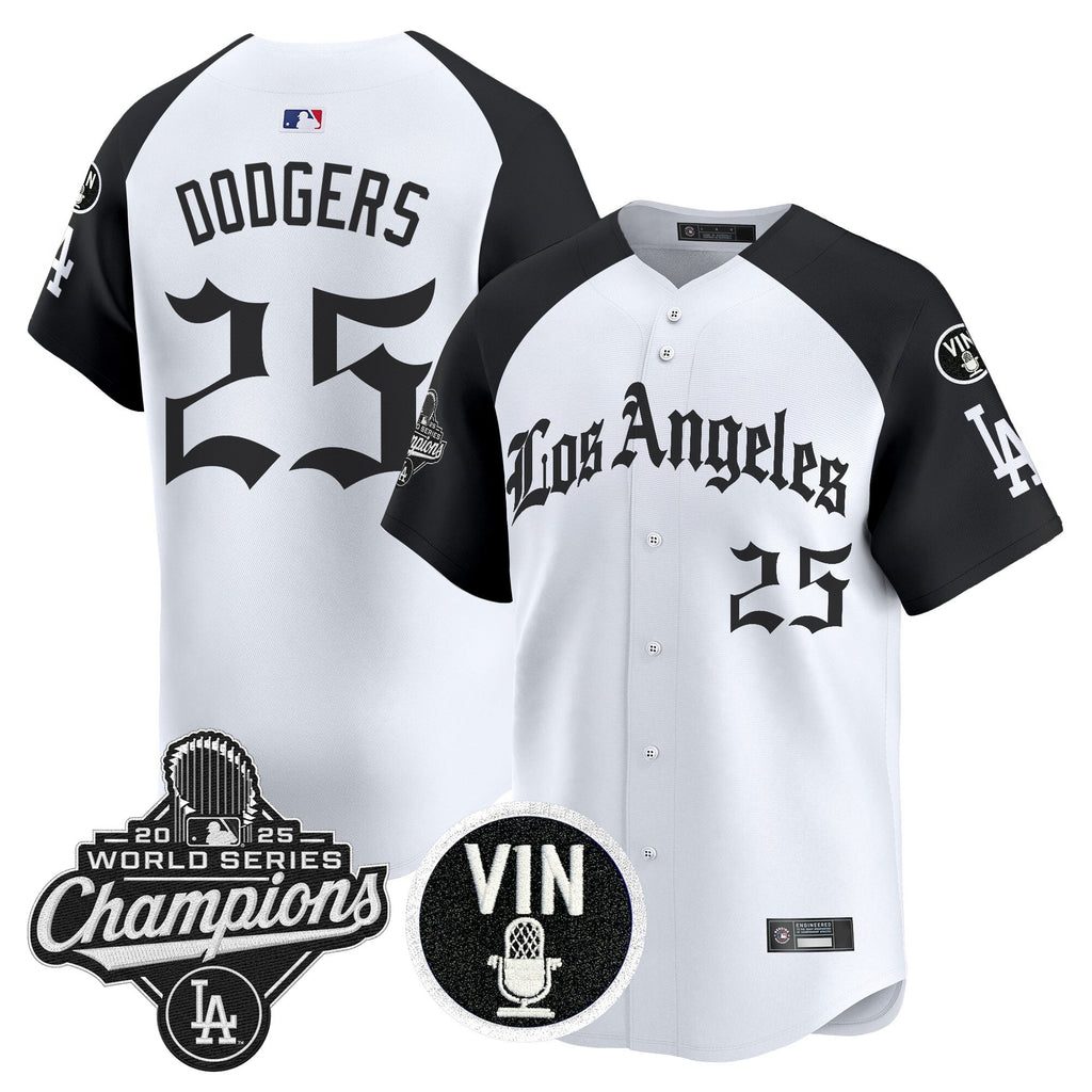 Men's Dodgers 2025 World Series Champions Vapor Premier Limited Jersey - LA Gothic Edition - All Stitched