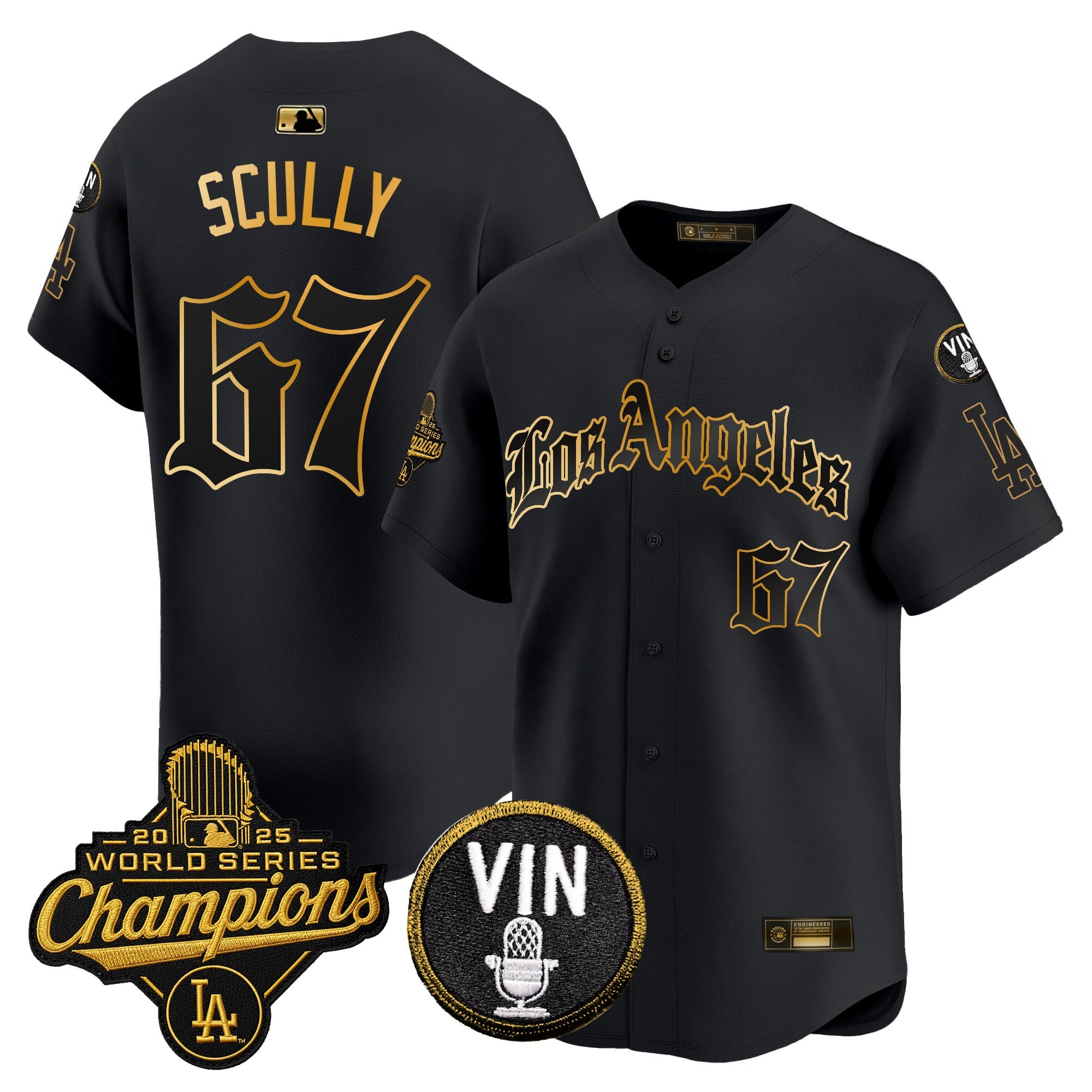 Men's Dodgers 2025 World Series Champions Vapor Premier Limited Jersey - LA Gothic Edition - All Stitched