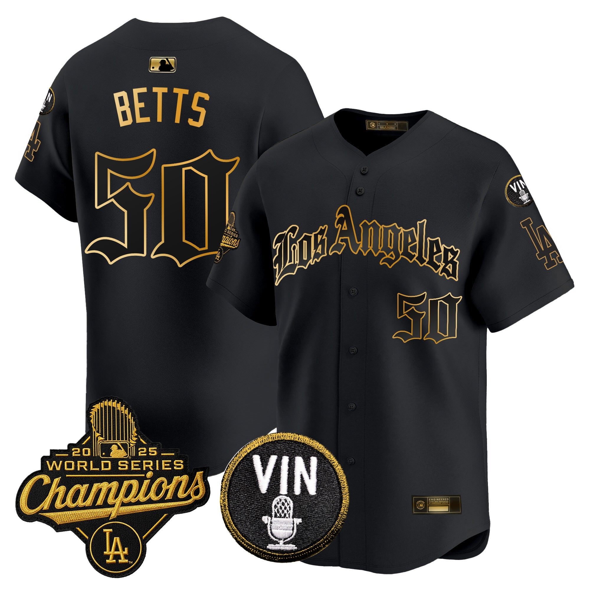 Men's Dodgers 2025 World Series Champions Vapor Premier Limited Jersey - LA Gothic Edition - All Stitched