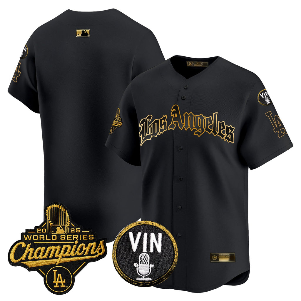 Men's Dodgers 2025 World Series Champions Vapor Premier Limited Jersey - LA Gothic Edition - All Stitched