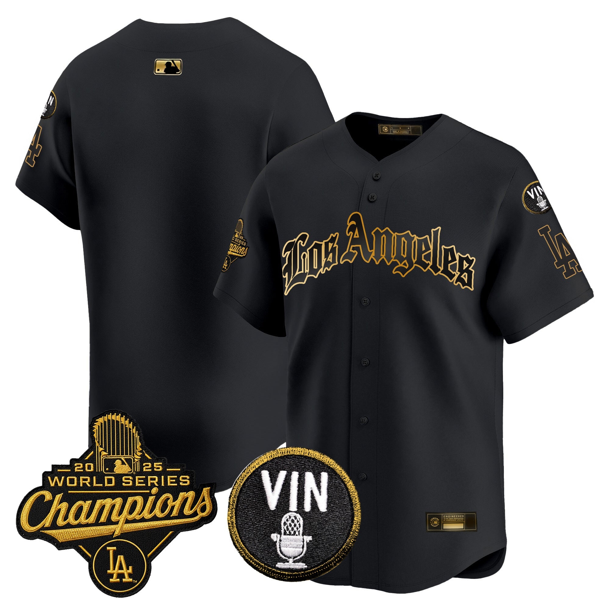Men's Dodgers 2025 World Series Champions Vapor Premier Limited Jersey - LA Gothic Edition - All Stitched