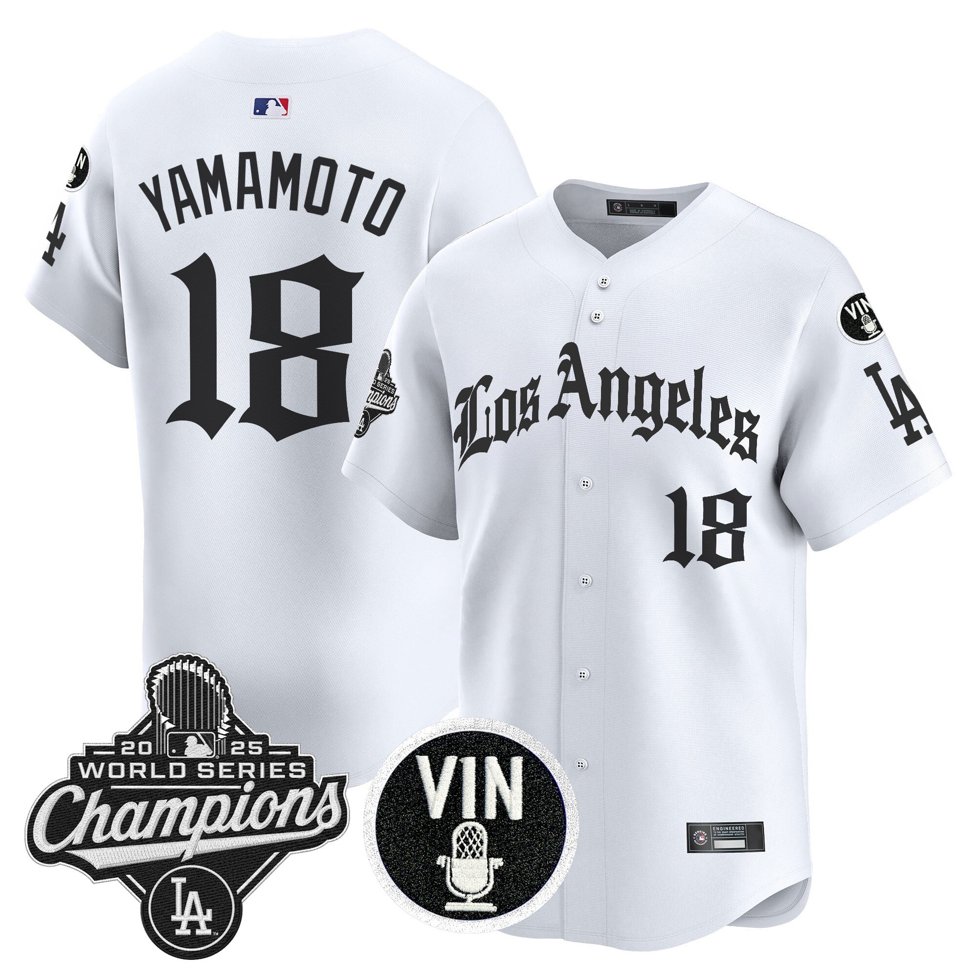 Men's Dodgers 2025 World Series Champions Vapor Premier Limited Jersey - LA Gothic Edition - All Stitched