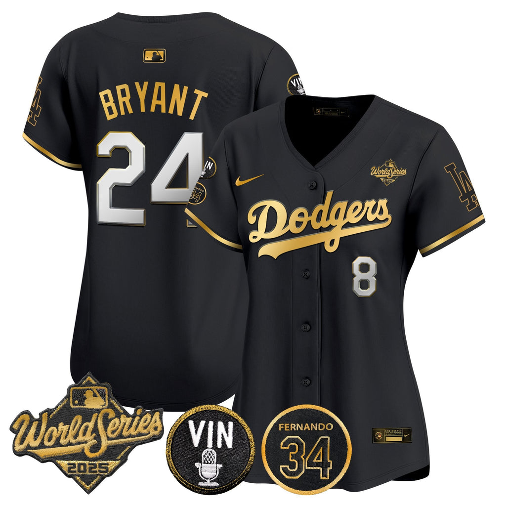 Women's Dodgers 2025 World Series Vapor Premier Limited Jersey - Vin Scully & Fernando Patch - All Stitched