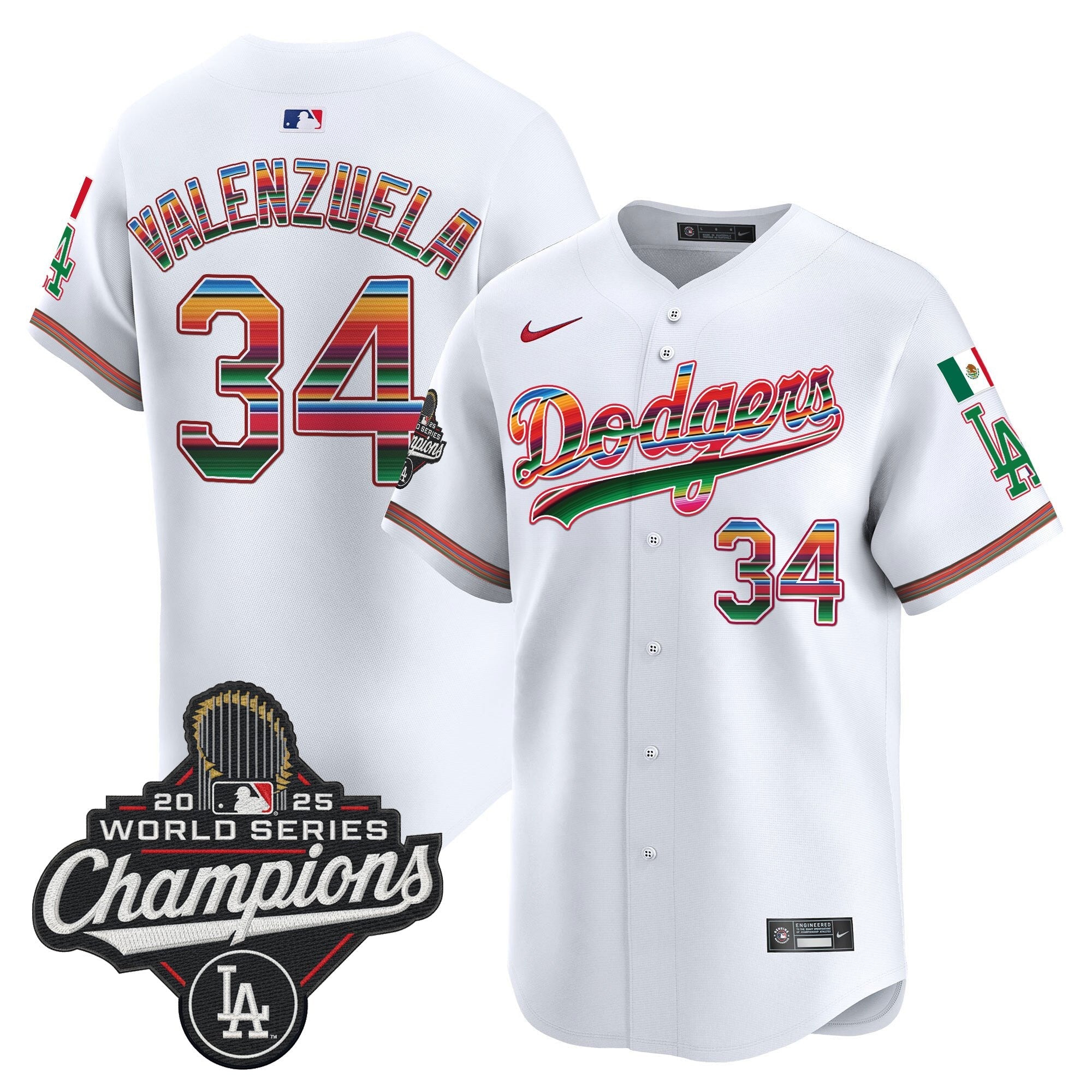 Men's Dodgers Mexico 2025 World Series Champions Vapor Premier Limited Jersey - All Stitched