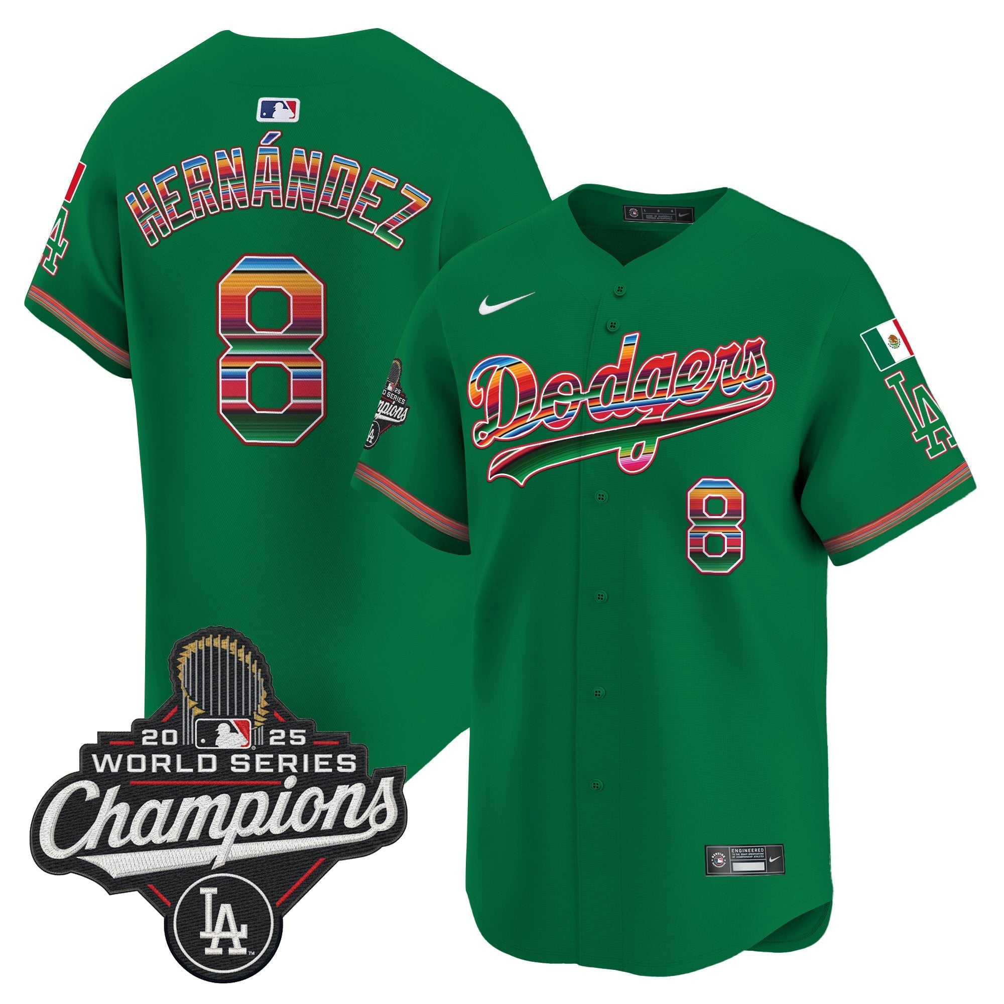 Men's Dodgers Mexico 2025 World Series Champions Vapor Premier Limited Jersey - All Stitched