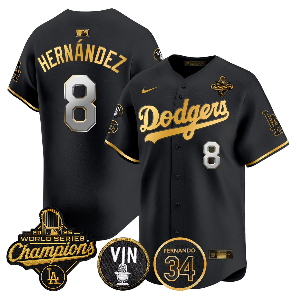 Men's Dodgers 2025 World Series Champions Vapor Premier Limited Jersey - Vin Scully & Fernando Patch - All Stitched