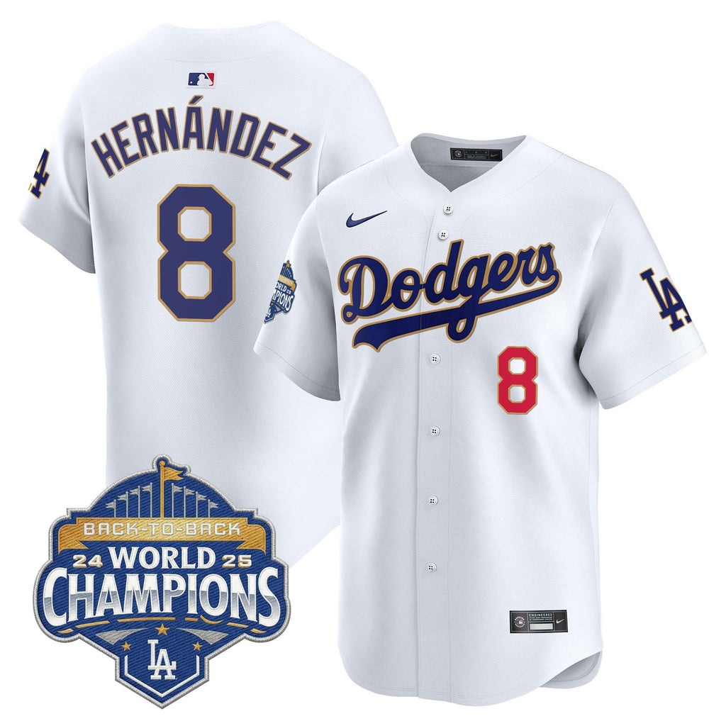 Men's Dodgers 2025 Back-To-Back Champions Gold Trim Vapor Premier Limited Jersey - All Stitched