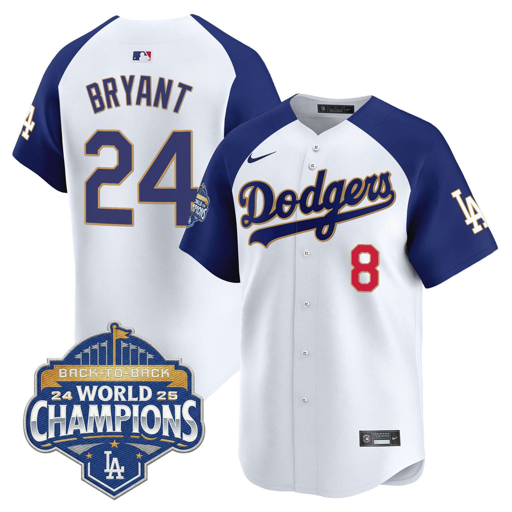 Men's Dodgers 2025 Back-To-Back Champions Gold Trim Vapor Premier Limited Jersey - All Stitched