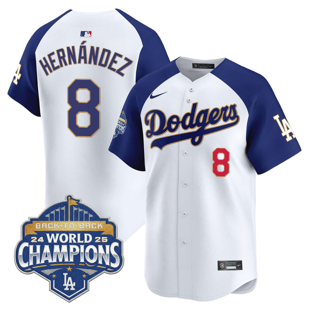 Men's Dodgers 2025 Back-To-Back Champions Gold Trim Vapor Premier Limited Jersey - All Stitched