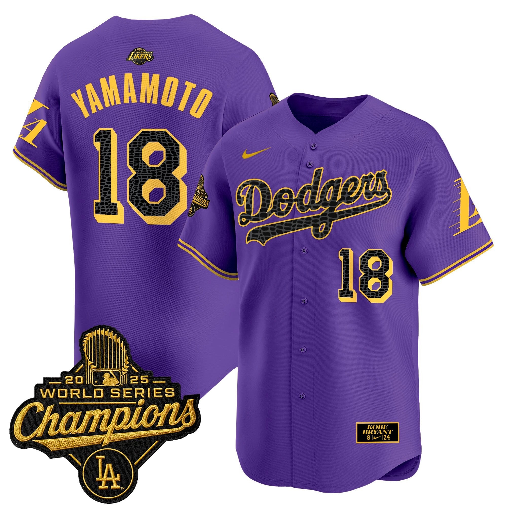 Men's Dodgers 2025 World Series Champions Mamba Vapor Premier Limited Jersey - All Stitched