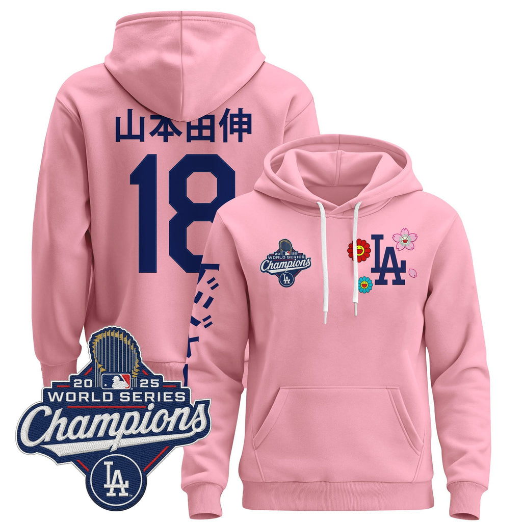 Men's Los Angeles Dodgers x Takashi Murakami Pullover Hoodie - 2025 World Series Champions Patch - Stitched