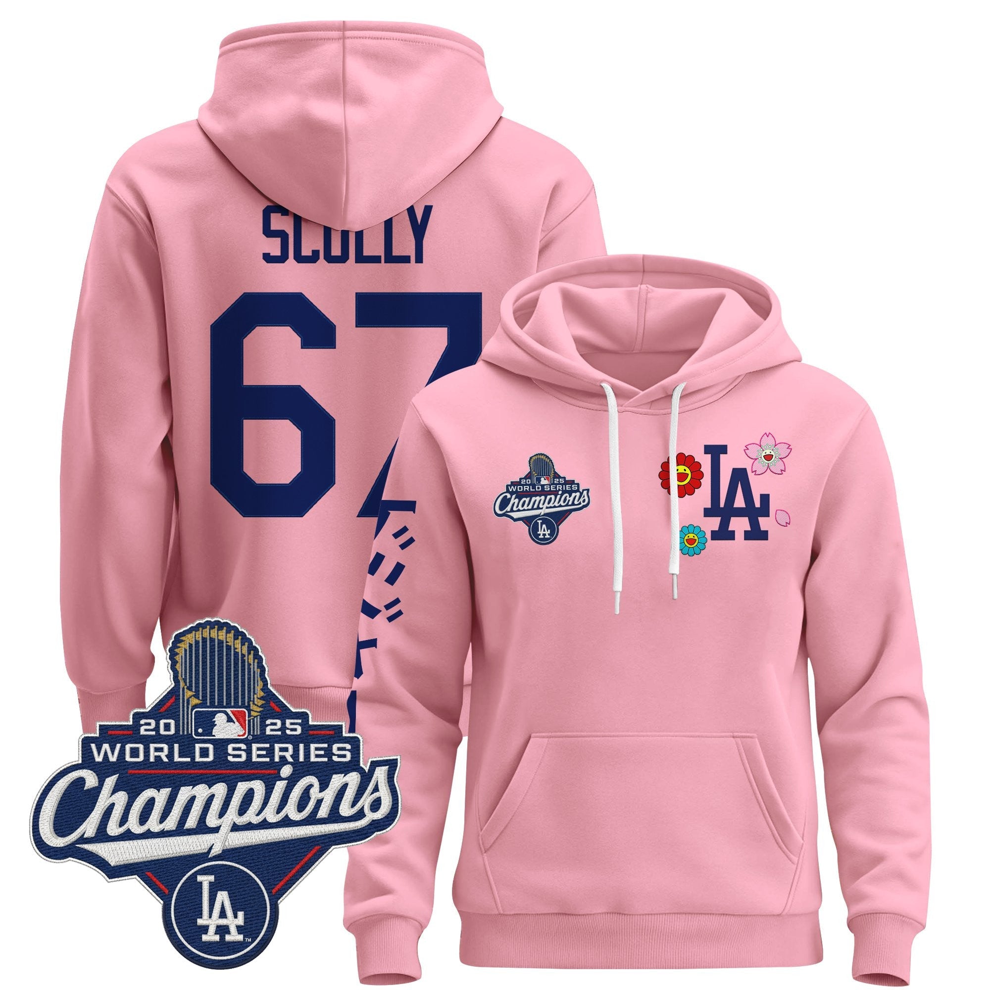 Men's Los Angeles Dodgers x Takashi Murakami Pullover Hoodie - 2025 World Series Champions Patch - Stitched