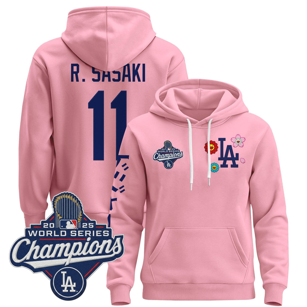 Men's Los Angeles Dodgers x Takashi Murakami Pullover Hoodie - 2025 World Series Champions Patch - Stitched